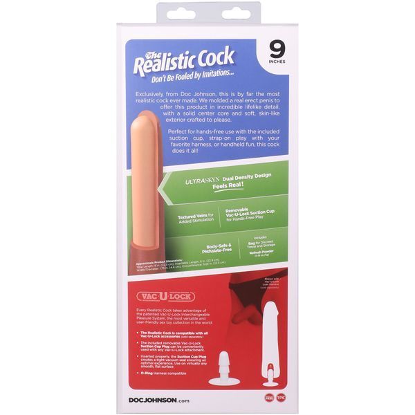 Фалоімітатор Doc Johnson The Realistic Cock ULTRASKYN - 9 Inch with Balls Vanilla SX4449 фото