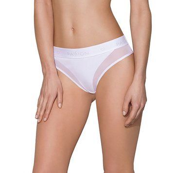 Трусики з прозорою вставкою Passion PS002 PANTIES XL, white SO4198 фото