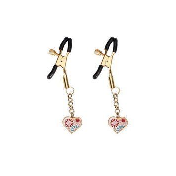 Затискачі для сосків Liebe Seele Nipple Clamps Gold Heart-shaped Flowers on White SX1688 фото