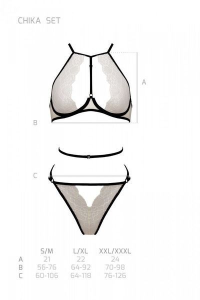 Комплект білизни Passion CHIKA SET, XXL/XXXL, cream, топ, трусики SO9700 фото