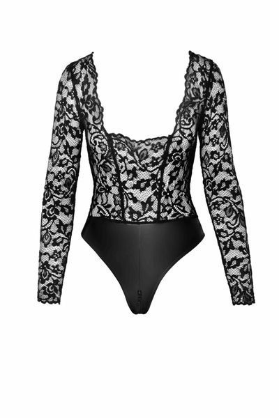 Боді Noir Handmade F296 Psyche, S, мереживо, довгий рукав, низ під латекс, з доступом SX0213 фото
