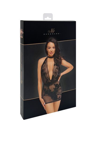 Сукня Noir Handmade F313 Mythos, XXL, black, прозора, міні, відкрита спина, декор зі стразів SX0319 фото