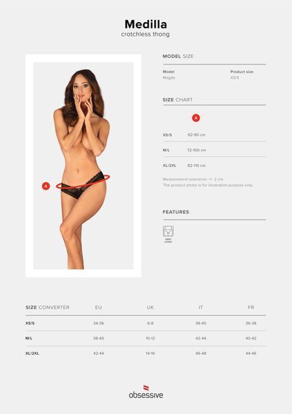 Трусики Obsessive Medilla crotchless thong XS/S SO9061 фото