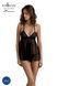 Пеньюар Passion KERRIA CHEMISE black, L/XL, мереживний верх, трусики в комплекті SX0488 фото 1