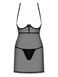 Прозора сорочка з відкритими грудьми Obsessive Pearlove chemise & thong black S/M, трусики SO7877 фото 3