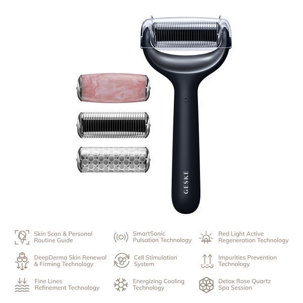 Ролер для голкової мезотерапії обличчя та тіла GESKE MicroNeedle Face&Body Roller 9в1 black HB0212 фото
