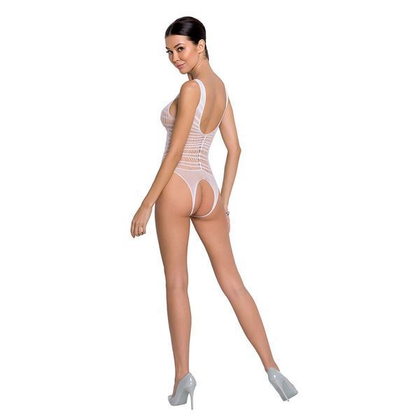 Бодістокінг з доступом Passion BS086 white, вертикальна сітка, виріз на спинці SO6378 фото