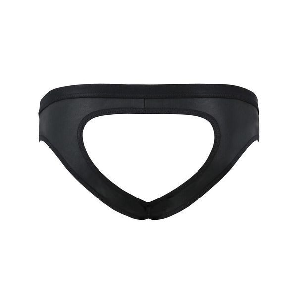 Чоловічі сліпи з вирізами Passion 041 SLIP JOE L/XL Black, екошкіра, відкриті сідниці SO7594 фото