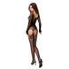 Бодістокінг Passion BS055 black, комбінезон, імітація панчіх і пояса, довгий рукав, закрите плече PBS055B фото 4