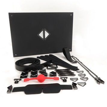 БДСМ-набір LOCKINK Bondage & Restraint Set, чорний, натуральна шкіра, фіксатори, маска, кляп SX0823 фото
