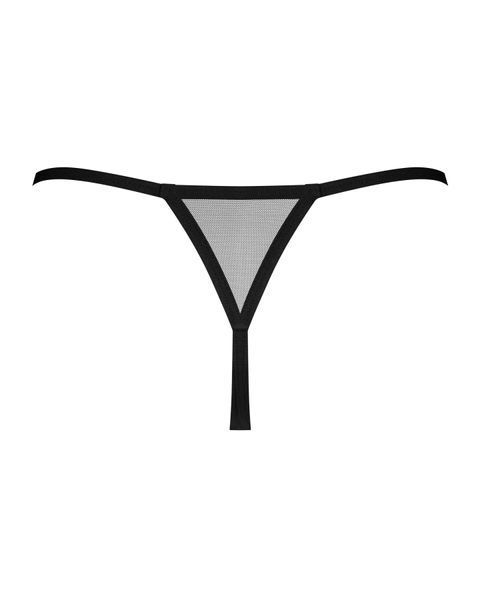 Трусики-стрінги Obsessive Novenes crotchless thong, XL/2XL, сітка, стрепи, прикраса зі стразами SX0624 фото