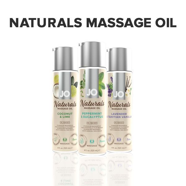 Масажна олія JO Naturals Massage Oil Peppermint & Eucalyptus з ефірними оліями (120 мл) SO6166 фото