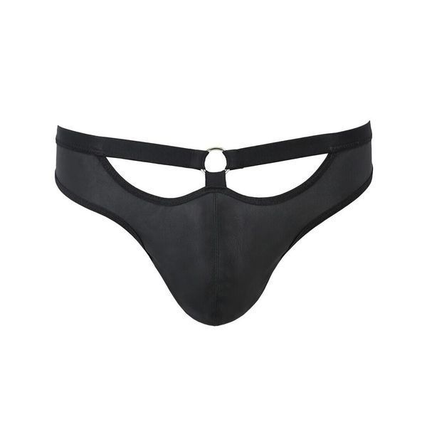 Чоловічі сліпи з вирізами Passion 041 SLIP JOE S/M, Black екошкіра, відкриті сідниці SO7595 фото