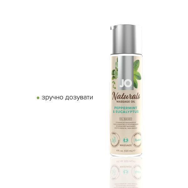 Масажна олія JO Naturals Massage Oil Peppermint & Eucalyptus з ефірними оліями (120 мл) SO6166 фото