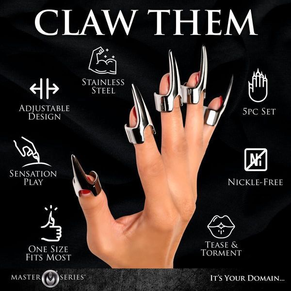 Набір кілець з кігтями Master Series Five-Piece Sensation Claw Rings - Silver SX1191 фото