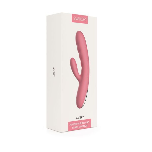 Вібратор-кролик Svakom Avery Strawberry Pink зі стовбуром, що рухається, рух вперед-назад SX1279 фото