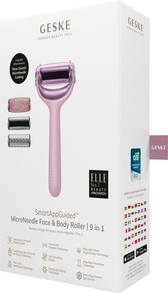 Ролер для голкової мезотерапії обличчя та тіла GESKE MicroNeedle Face&Body Roller 9в1 pink HB0214 фото