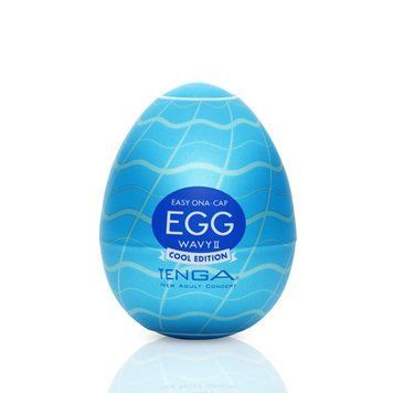 Мастурбатор-яйце Tenga Egg Wavy II Cool з подвійним хвилястим рельєфом та охолоджувальним ефектом SO6594 фото
