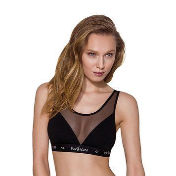 Топ з прозорою вставкою Passion PS002 TOP M, black SO4200 фото