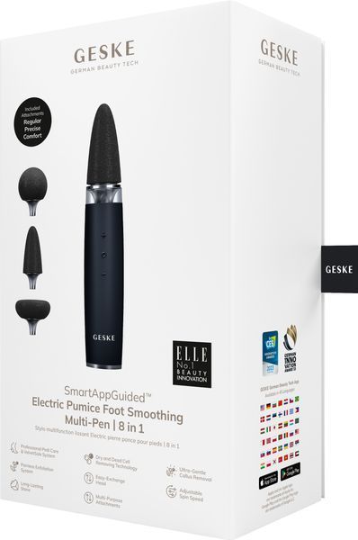 Шліфувальна пилка для стоп з додатковими насадками GESKE Electric Pumice Foot Smoothing Multi-Pen 8в1 black HB0528 фото
