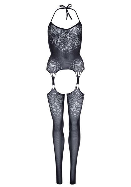 Еротичний бодістокінг Leg Avenue Jacquard net Black, імітація панчіх, відкритий доступ, one size SO7903 фото