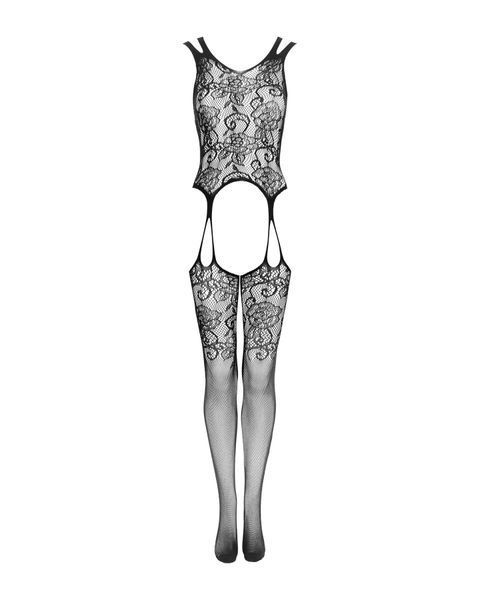 Бодістокінг Obsessive Bodystocking F237 S/M/L, рослинне плетіння, імітація панчіх SO7233 фото