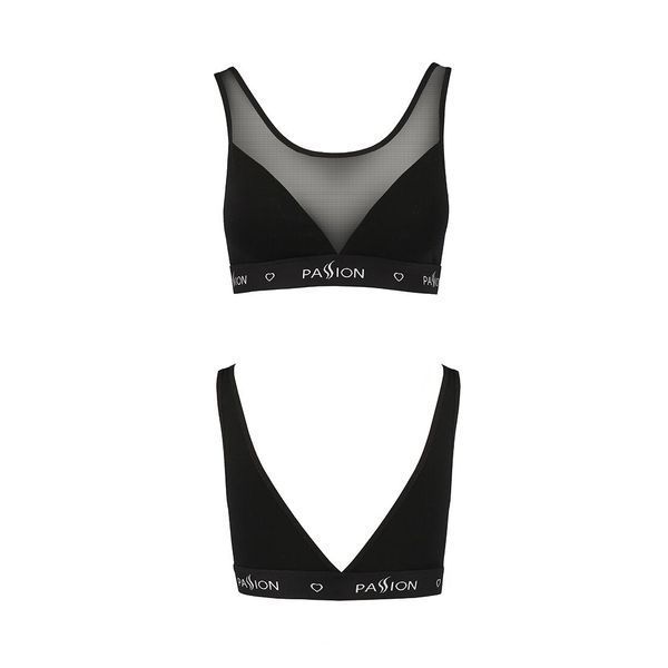 Топ з прозорою вставкою Passion PS002 TOP M, black SO4200 фото
