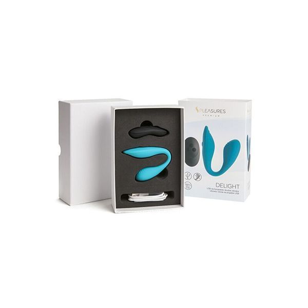 Подвійний вібратор S Pleasures Premium Delight, бірюзовий, для клітора та точки G, 10 режимів SX1610 фото