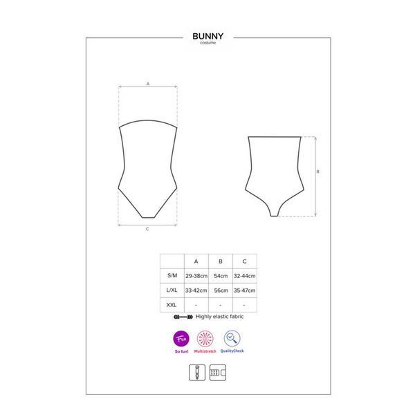 Еротичний костюм кролика Obsessive Bunny costume S/M, black, боді, чокер, гартери, панчохи, маска SO7701 фото