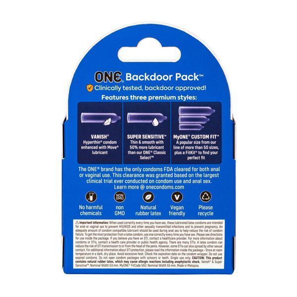 Презервативи ONE Backdoor 3 шт, картонна коробка (м'яте паковання!!!) SX0785-R фото