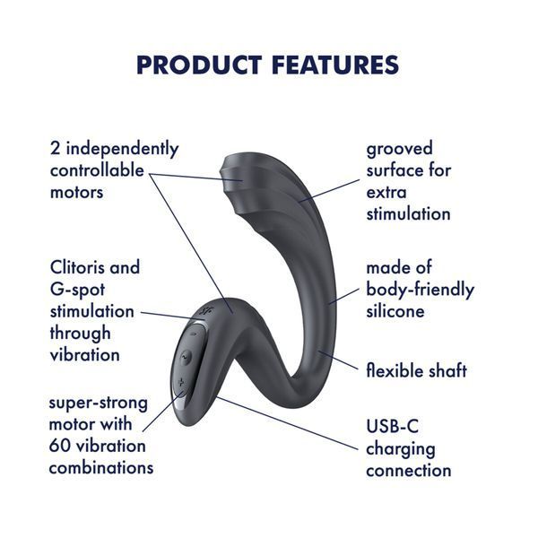 Вагінально-кліторальний вібратор Satisfyer G for Goddess 3 Dark Grey, 2 мотори SX3832 фото