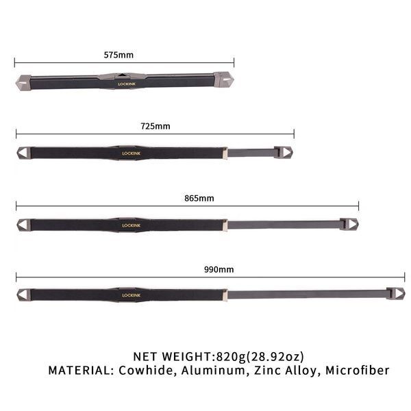 Фіксатор-розпірка LOCKINK Adjustable Spreader Bar Set, чорний, шкіряний, ремені для шиї, рук/ніг SX0853 фото