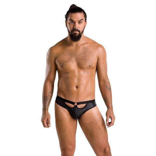 Чоловічі сліпи з вирізами Passion 041 SLIP JOE XXL/XXXL Black, екошкіра, відкриті сідниці SO7596 фото