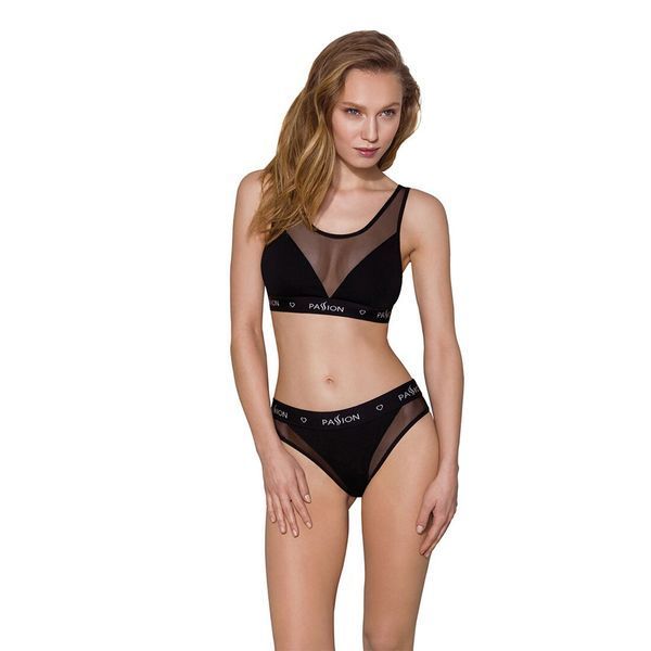 Топ з прозорою вставкою Passion PS002 TOP M, black SO4200 фото