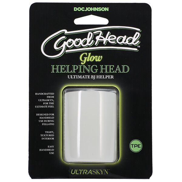 Мастурбатор Doc Johnson GoodHead Glow Helping Head, наскрізний, світиться в темряві SO9852 фото