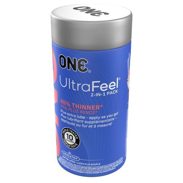 Презервативи ONE Ultra Feel, ультратонкі, з додатковою змазкою, 10 шт, подарункове паковання-тубус SX0786 фото