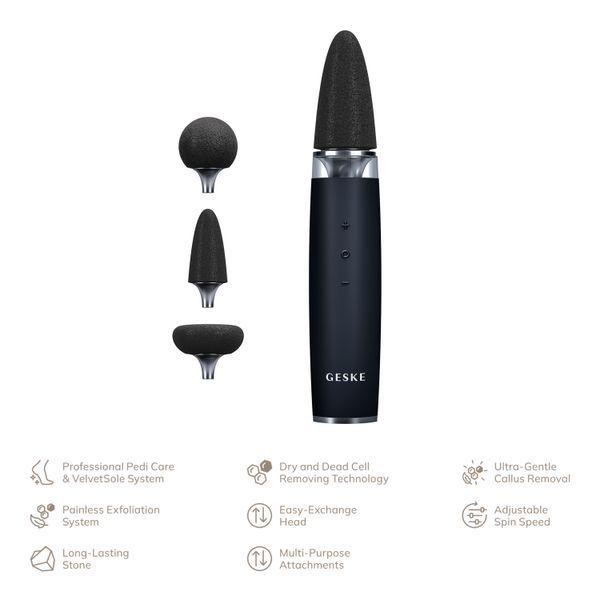 Шліфувальна пилка для стоп з додатковими насадками GESKE Electric Pumice Foot Smoothing Multi-Pen 8в1 black HB0528 фото