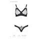 Комплект з екошкіри Passion CELINE BIKINI S/M black відкритий бра зі стрічками, стрінги зі шнурівкою SO6401 фото 5