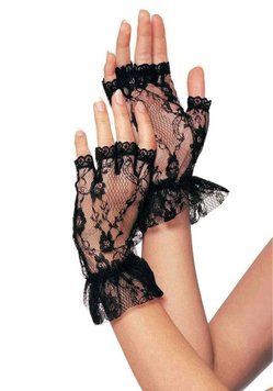 Короткі рукавички-гловелети Leg Avenue Wrist length fingerless gloves, One Size, чорні, сітка SO9088 фото