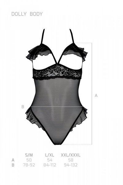 Еротичне боді Passion DOLLY BODY, XXL/XXXL, black, з відкритими чашками SO9703 фото
