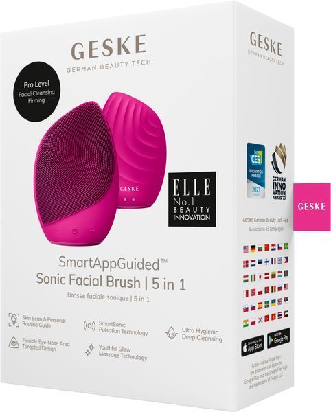 Електронна ультразвукова щітка для обличчя GESKE Sonic Facial Brush 5в1 magenta HB0065 фото