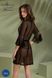 Пеньюар Passion LEAFA PEIGNOIR black, L/XL, довжина трохи вище коліна, широкі рукави, зав'язується на пояс SX0506 фото 7