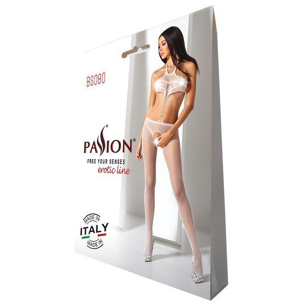 Відкритий бодістокінг Passion BS080 white SO4731 фото