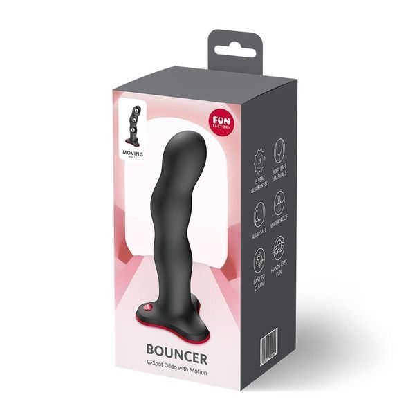 Фалоімітатор Fun Factory BOUNCER Black, кульки всередині, ефект вібрації, діаметр 3,9 см SX3676 фото