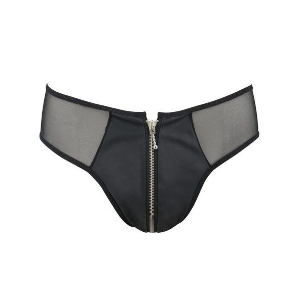 Чоловічі сліпи на блискавці Passion 042 SLIP TIMMY L/XL Black, екошкіра, сітка SO7597 фото