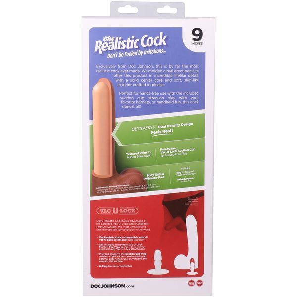 Фалоімітатор Doc Johnson The Realistic Cock ULTRASKYN - 9 Inch with Balls Chocolate SX4453 фото