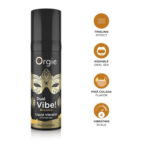 Рідкий вібратор Orgie Dual Vibe! Pina Colada Kissable Liquid Vibrator, 15 мл SX1498 фото