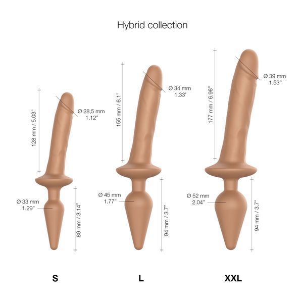 Анальна пробка з дилдо 2в1 Strap-On-Me SWITCH PLUG-IN REALISTIC DILDO Caramel S, діаметр 3,3/2,9 см SO6827 фото