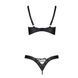 Комплект Passion CELINE BIKINI 2XL/3XL black відкритий бра з стрічками стрінги з шнурівкою, екошкіра SO6402 фото 4