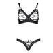 Комплект Passion CELINE BIKINI 2XL/3XL black відкритий бра з стрічками стрінги з шнурівкою, екошкіра SO6402 фото 3